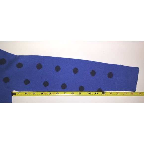 Ladies Talbot 100% Pure Cashmere Royal Blue W/Black Polka Dots Sweater Size P - Picture 6 of 7